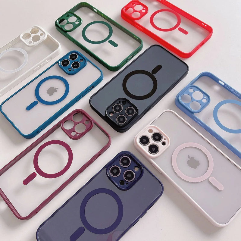 Tampa macia à prova de choque, caso luxuoso Magsafe para iPhone 15, 14, 13, 12, 11 Pro, X, XR, XS Max, 7, 8 Plus