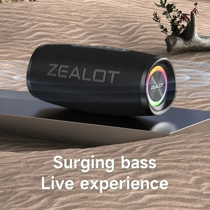ZEALOT-S56 Alto-falante Bluetooth com excelente desempenho baixo, alto-falante impermeável IPX6, acampamento ao ar livre, 40W Po