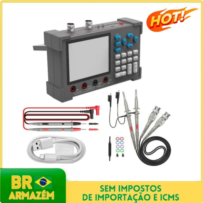 ZEEWEII Desktop Osciloscópio Digital, Dual Channel Multímetro e Gerador de Sinal, DSO3D12, 120m Bandwidth, 3 em 1, 3,2"